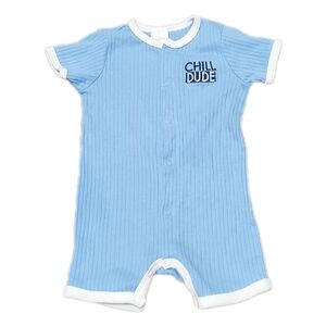 Little Beginings "Chill Dude" Blue Baby One Piece Size 6-9M